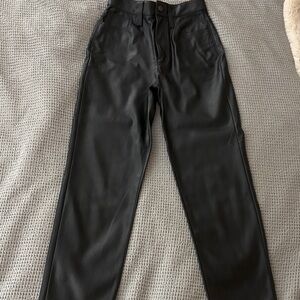 Madewell Women's Black Straight Leg Leather Pants